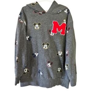 Disney Junior Mickey Mouse Hoodie Kids Size 7 Gray Pullover Sweatshirt with Ears